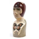 Contemporary hand painted bust of a female by Molly Moss, signed to the base, 43.5cm high