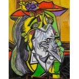 Clive Fredriksson - After Pablo Picasso - The Weeping Woman, oil on board, mounted and framed,