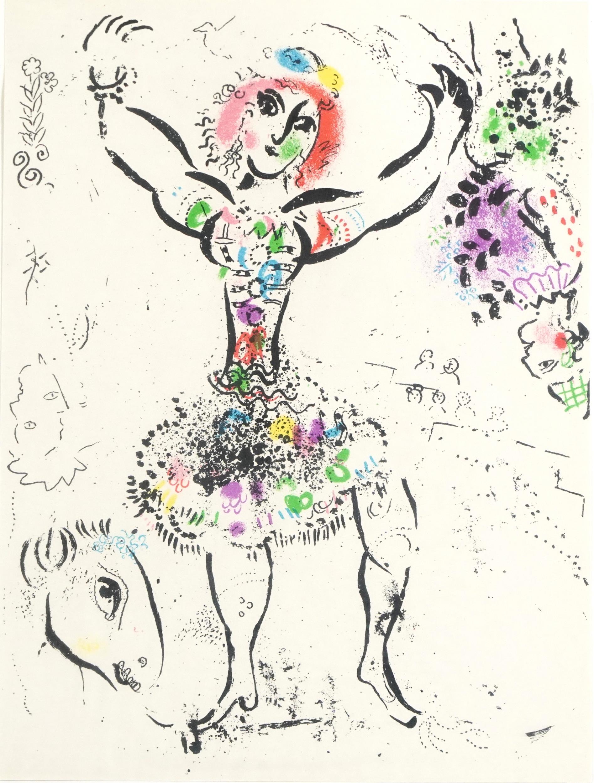 After Marc Chagall - The Juggler, French lithograph in colour, inscribed in pencil verso, mounted,