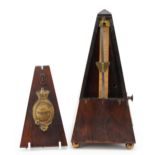 Vintage rosewood cased metronome by Maelzel London, 24cm high