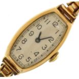 Ladies 9ct gold wristwatch with 9ct gold metal core bracelet housed in a Mappin & Webb London fitted