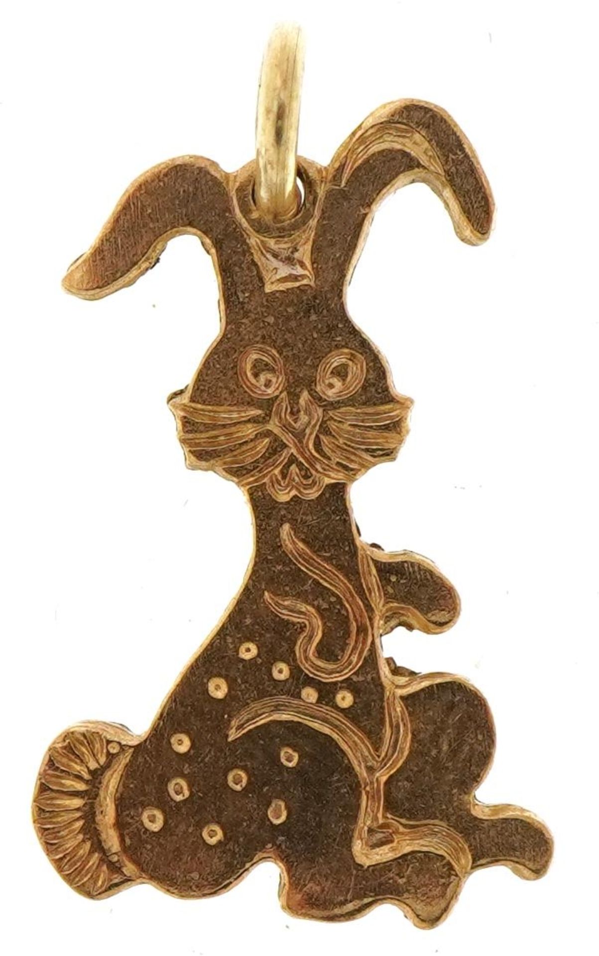 9ct gold stylised rabbit charm, 1.9cm high, 1.2g