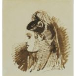 Louisa Anne, Marchioness of Waterford - Portrait of a lady, 19th century Pre-Raphaelite pen and ink,