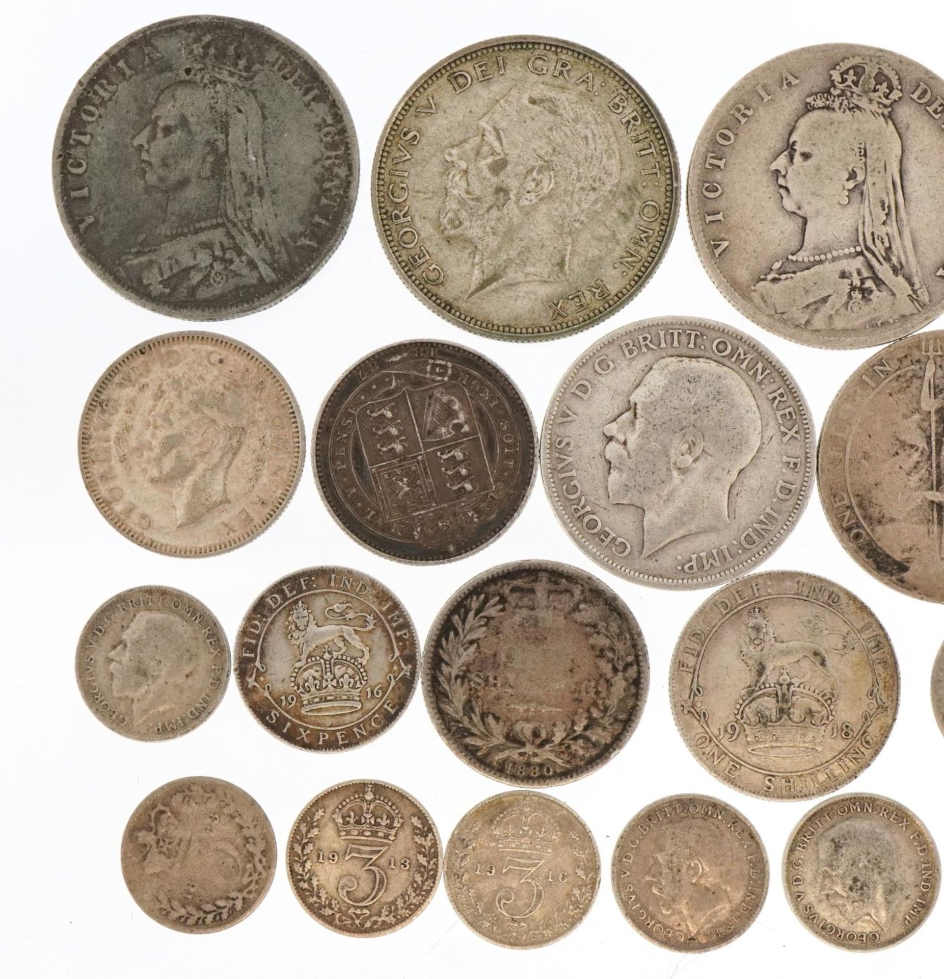 Victorian and later British coinage including Queen Victoria 1886 Young Head shilling, 1889 shilling - Image 2 of 3