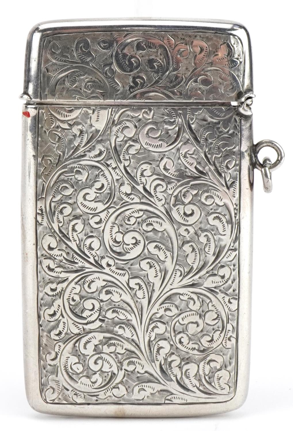 Edwardian silver card case with engraved decoration, indistinct maker's mark, Birmingham 1904, 8.5cm - Image 2 of 4