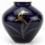 Japanese Koransha vase gilded with flowers, character marks the base, 24cm high