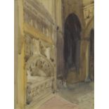 Thomas Shotter Boys - A tomb in Westminster Abbey, 19th century watercolour, Appleby Bros Ltd Spring