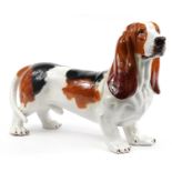 Life sized pottery model of a Bassett Hound, 78cm in length