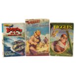 Three vintage Biggles hardback books including Biggles & The Rich Poor Boy and Pioneer Air