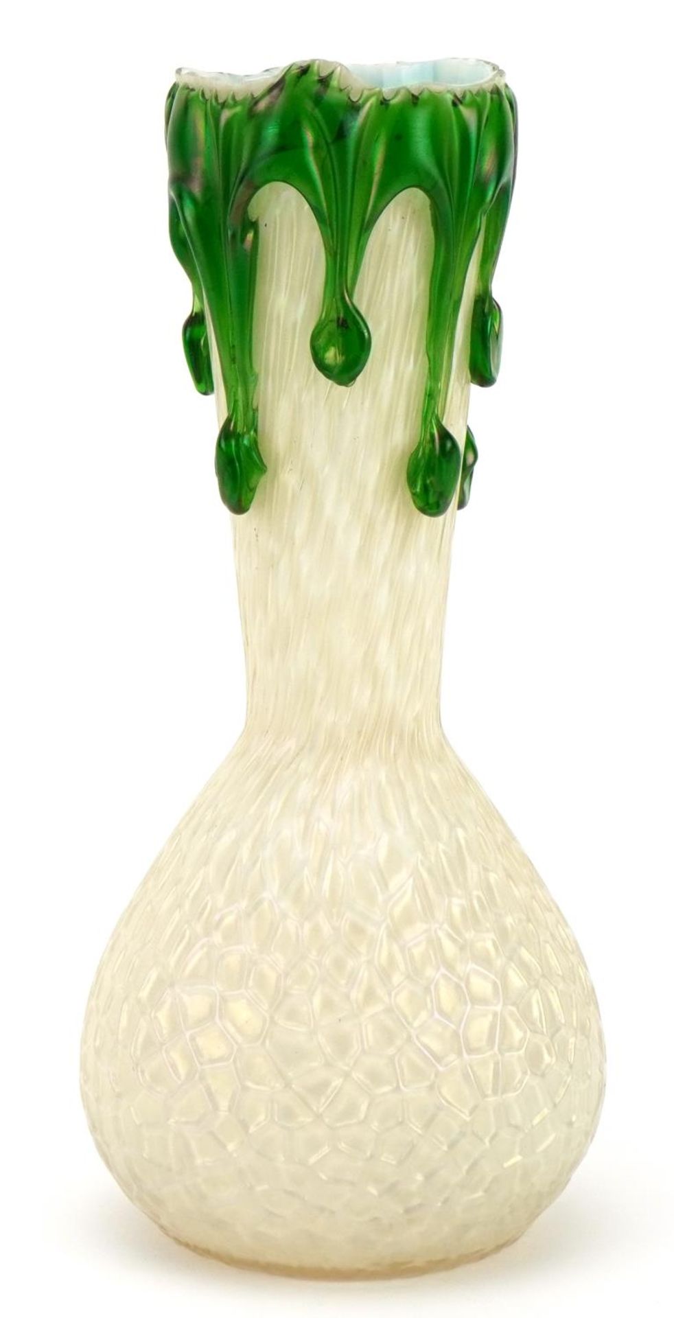Kralik, Bohemian Art Nouveau iridescent mortel teardrop vase, 24.5cm high - Image 2 of 3