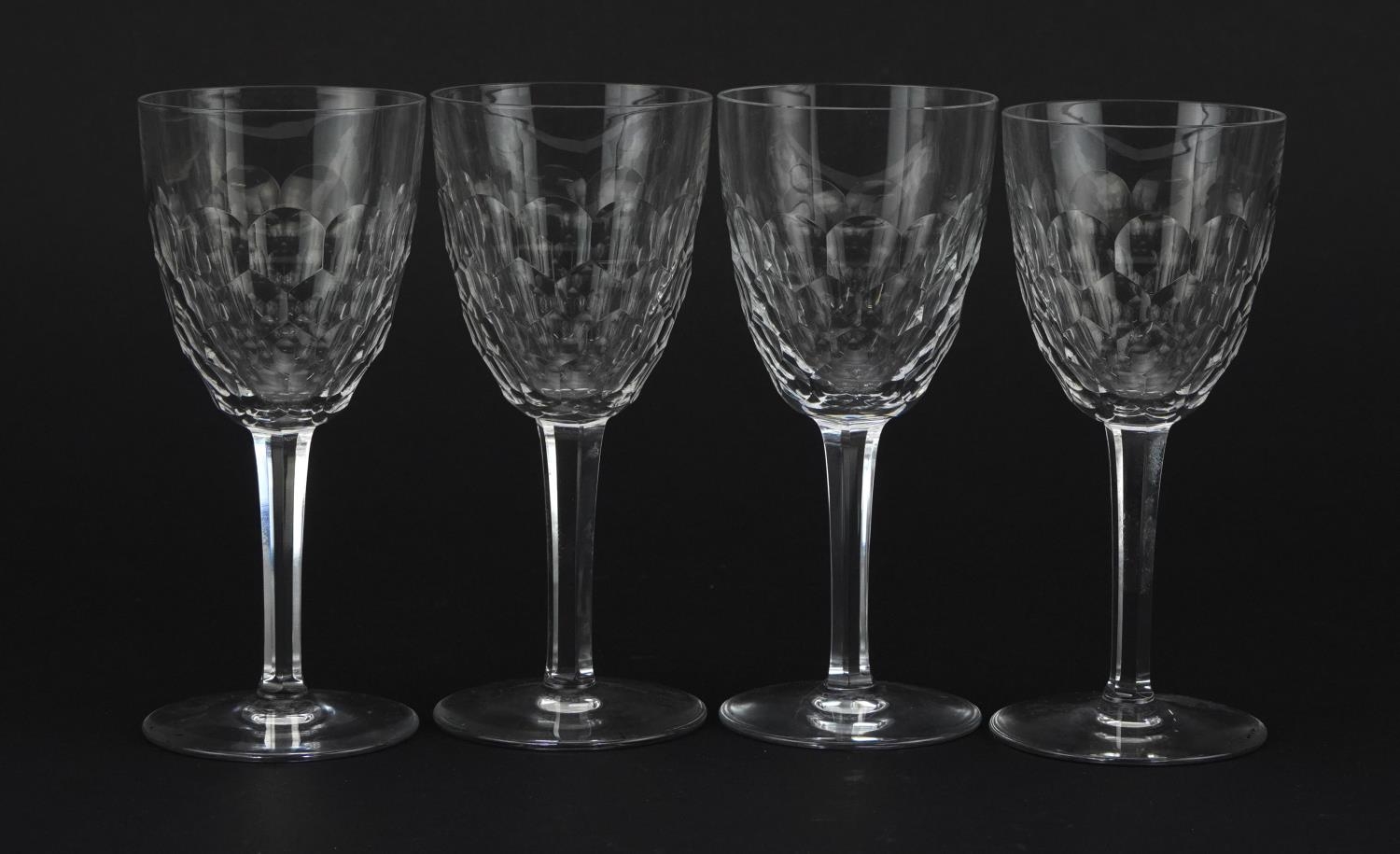 Baccarat, Set of four French cut crystal wine glasses, 14.5cm high