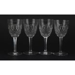 Baccarat, Set of four French cut crystal wine glasses, 14.5cm high