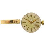 Ladies Tudor watch movement and a 9ct gold Rolex clasp, the clasp 0.8g