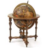 Large globe design drinks trolley with fitted interior, 94cm high