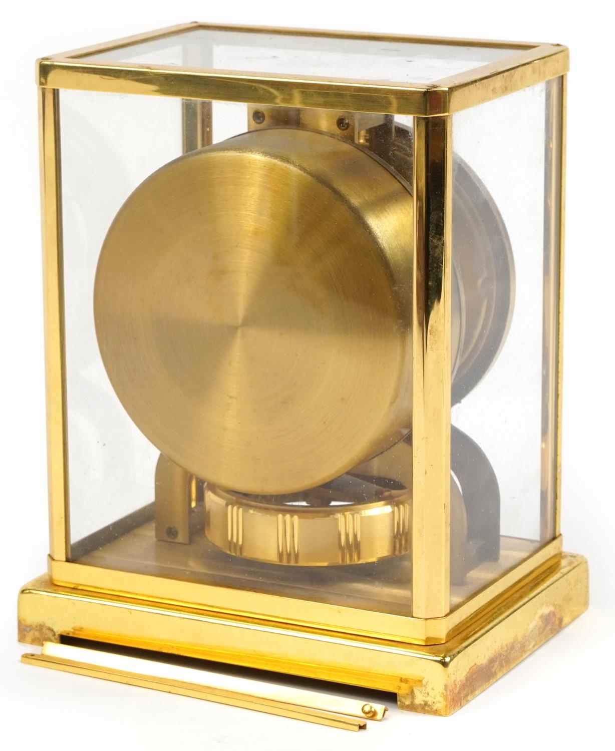 Jaeger LeCoultre brass cased Atmos clock, the circular chapter ring having Arabic numerals, serial - Image 4 of 5