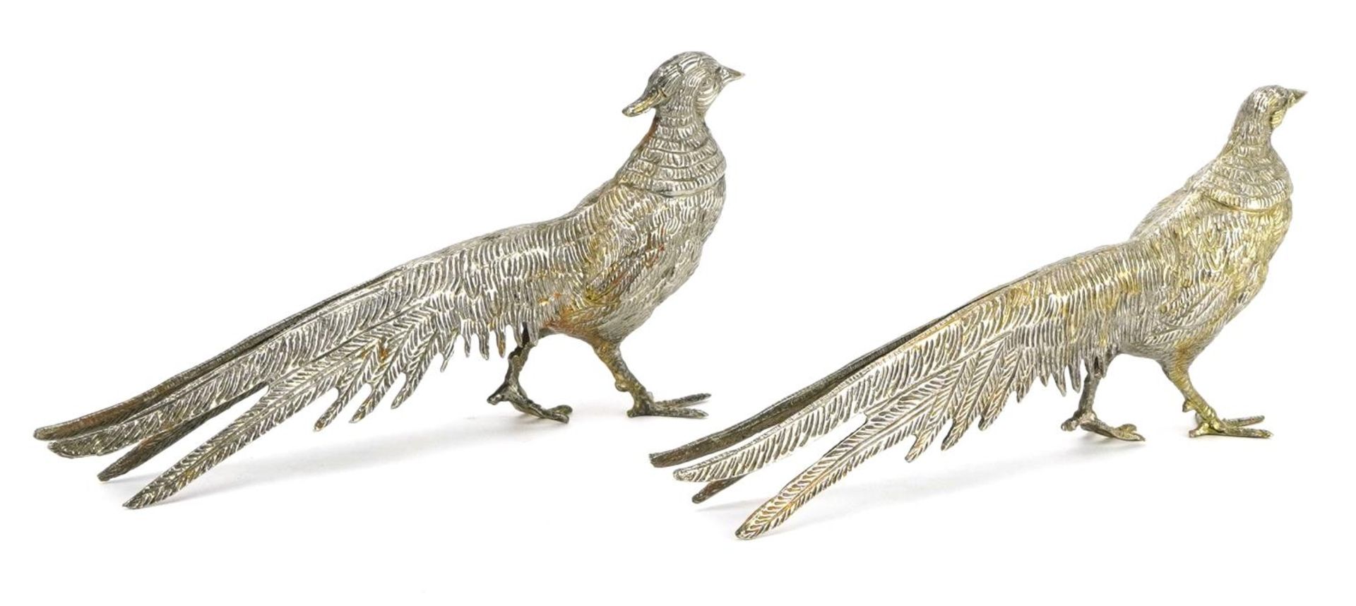 Pair of silver plated pheasants, each 28cm in length For further information on this lot please - Image 2 of 3