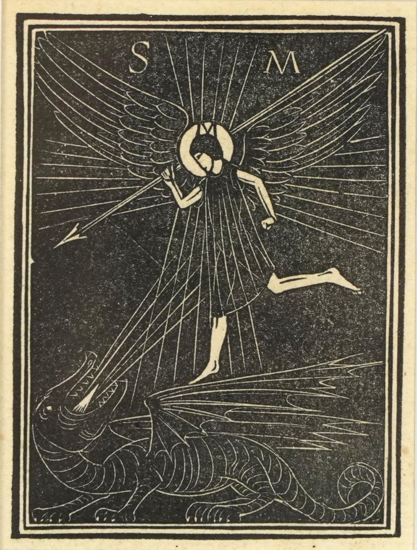 Eric Gill - Concerning Dragons, wood engraving, inscribed verso H Pepler and E Gill, published by St