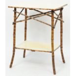 Aesthetic bamboo and painted pine occasional table with under tier, 71cm H x 56cm W x 39cm D For