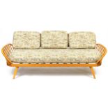 Lucian Ercolani for Ercol, mid century light elm 355 day bed with lift off cushions, 79cm H x