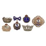 Six naval interest sweetheart brooches and badges, some enamel and marcasite including Royal Navy,