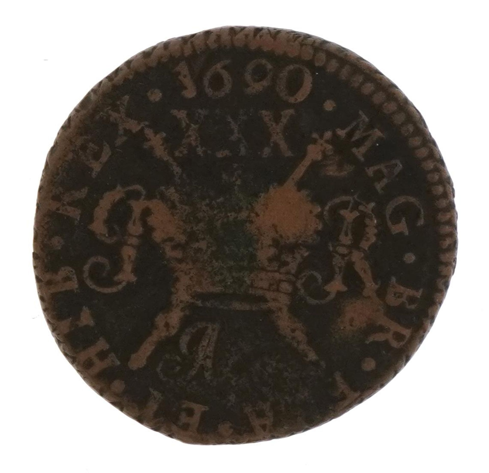 Irish James II 1690 Gunmoney coin For further information on this lot please contact the auctioneer