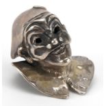 Italian 800 grade silver theatrical Pierrot bust impressed Arlecchino, 4cm high, 38.7g For further