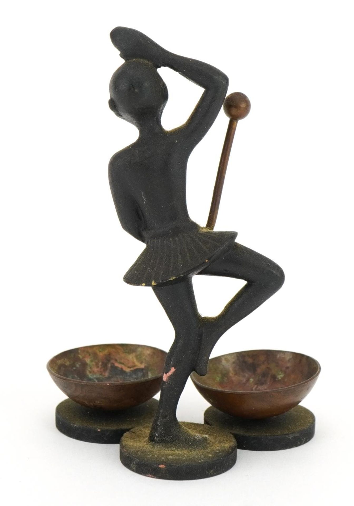 Manner of Karl Hagenauer, Austrian patinated bronze sculpture of a nude dancing female, 8cm high For - Image 2 of 3