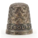 Silver Eastbourne thimble, Birmingham 1929, 2.0cm high, 3.8g For further information on this lot