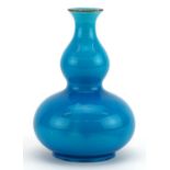 Manner of Christopher Dresser for Minton, Arts & Crafts porcelain double gourd vase having a
