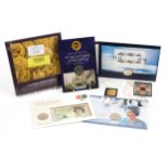 Coin and banknote covers and The Great British Guinea hardback book including Golden Jubilee