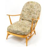 Ercol light elm armchair with lift off cushions, 77cm H x 71cm W x 95cm D For further information on