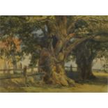 Manner of Charles Rowbotham - Two trees, late 19th/early 20th century watercolour, possibly