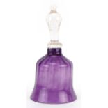 Victorian glass table bell with amethyst coloured bowl, 16.5cm high For further information on
