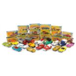 Vintage and later diecast vehicles, mostly with boxes including Matchbox Superfast and Matchbox