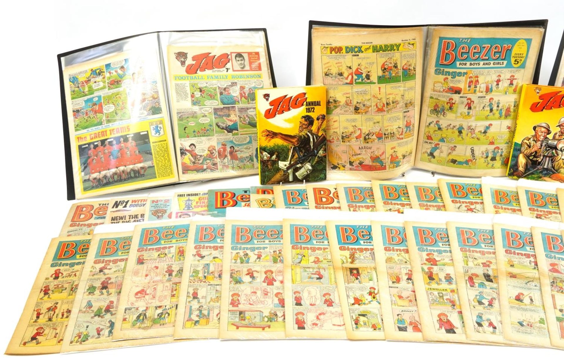 Collection of vintage Beezer and Jag comics arranged in folders and two annuals For further - Image 2 of 3