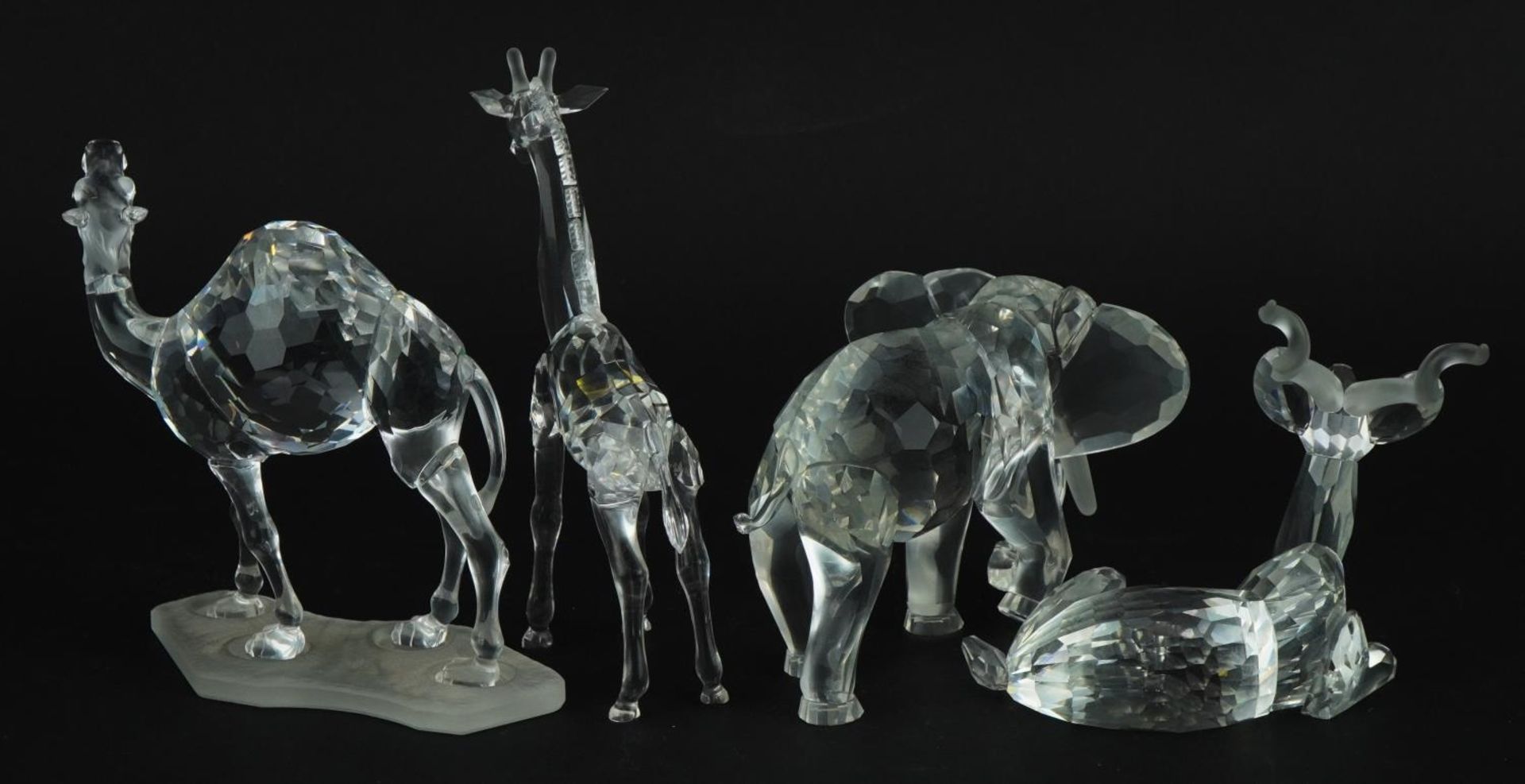 Four Swarovski Crystal animals comprising camel, giraffe, gazelle and elephant, the largest 13.5cm - Image 2 of 4