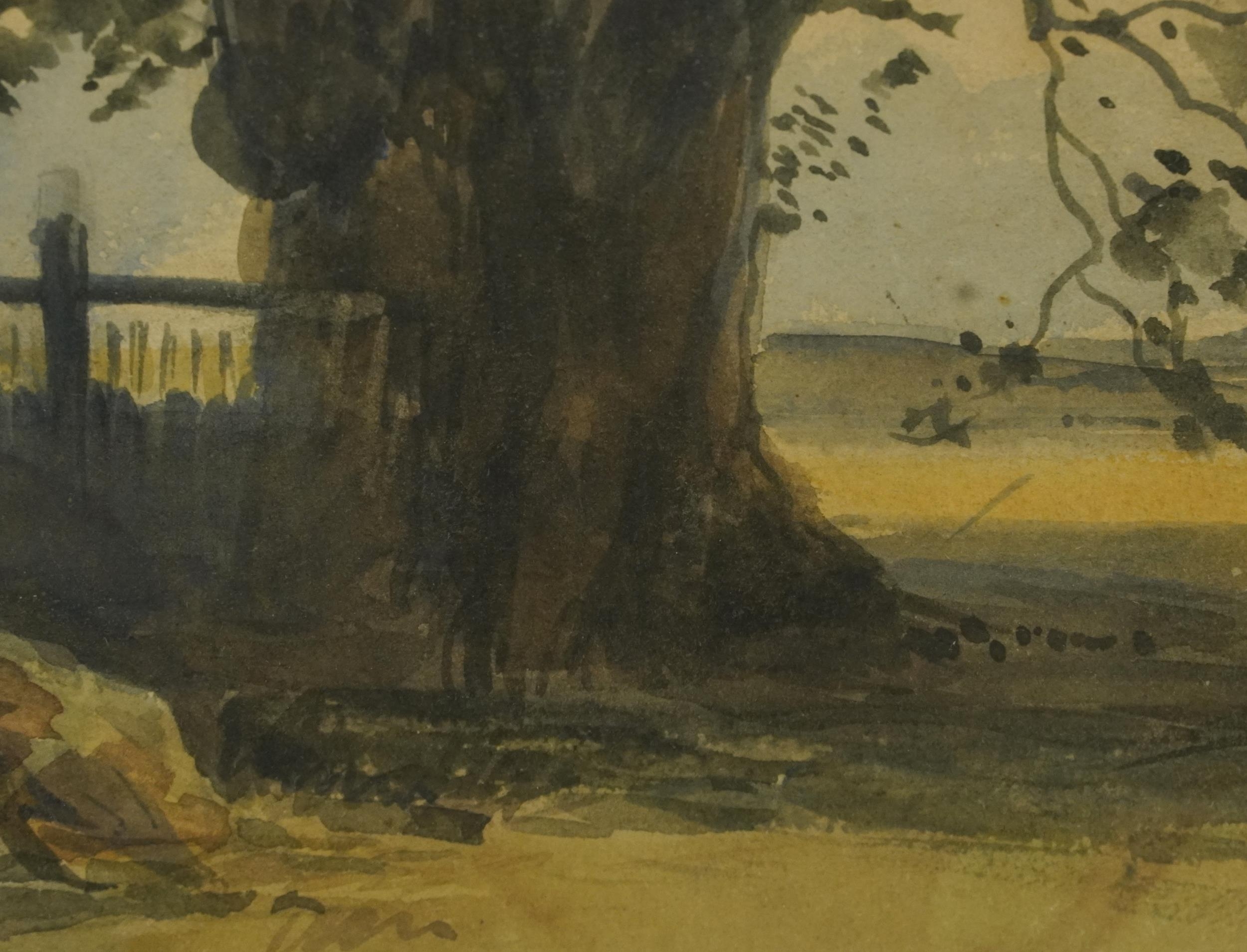 Manner of Charles Rowbotham - Two trees, late 19th/early 20th century watercolour, possibly - Image 3 of 5