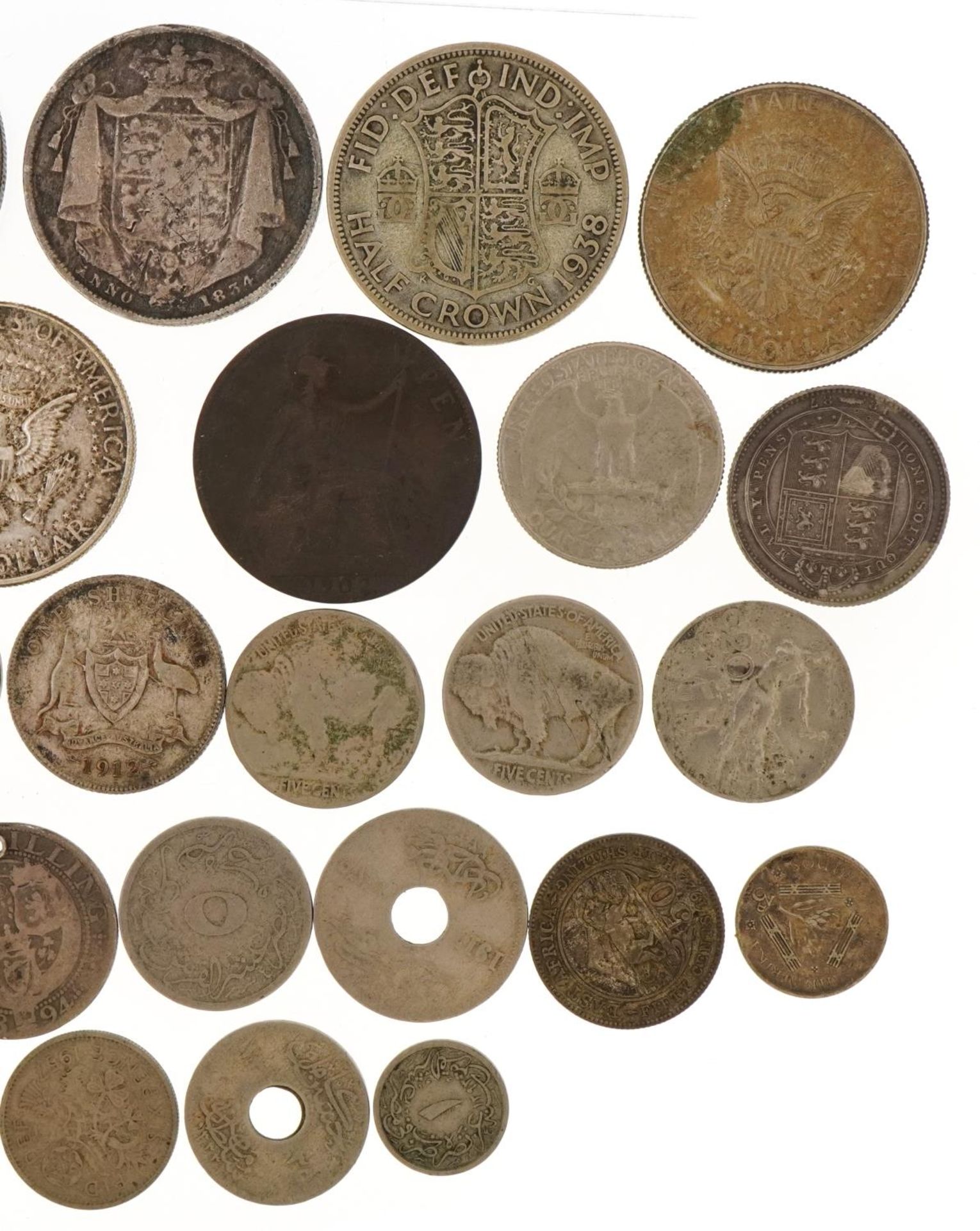 Antique and later British and world coinage including Victorian 1887 shilling, 1937 crown and 1834 - Image 6 of 6