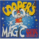 Vintage Cooper's Magic Shops double sided advertising sign, 76cm x 76cm For further information on