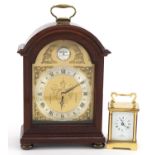 Garrard of London mahogany mantle clock with brass face and a brass cased P & O Canberra World