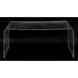 Mid century design Perspex coffee table, 40cm H x 90.5cm W x 45.5cm D For further information on