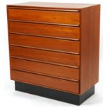 Westnofa Furniture, mid century Danish six drawer chest, 101.5cm H x 91.5cm W x 45.5cm D For further
