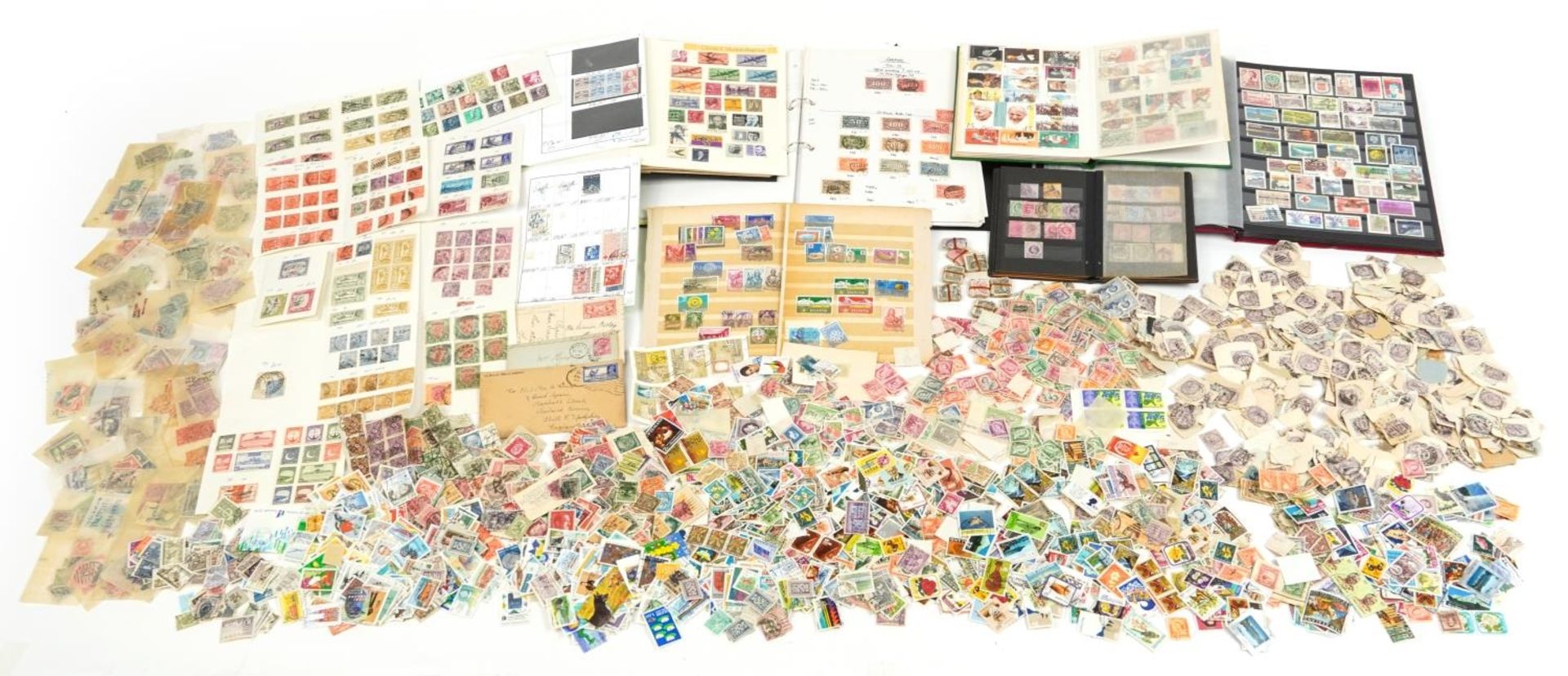 Collection of antique and later world stamps, some arranged in albums, including Denmark and