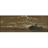 Edward Hargitt - Panoramic landscape with trees before a church, heightened mixed media, signed in