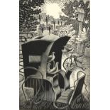 Eric Ravilious - The Hansom Cab & Pigeons, wood engraving, inscribed verso L Strong, published by