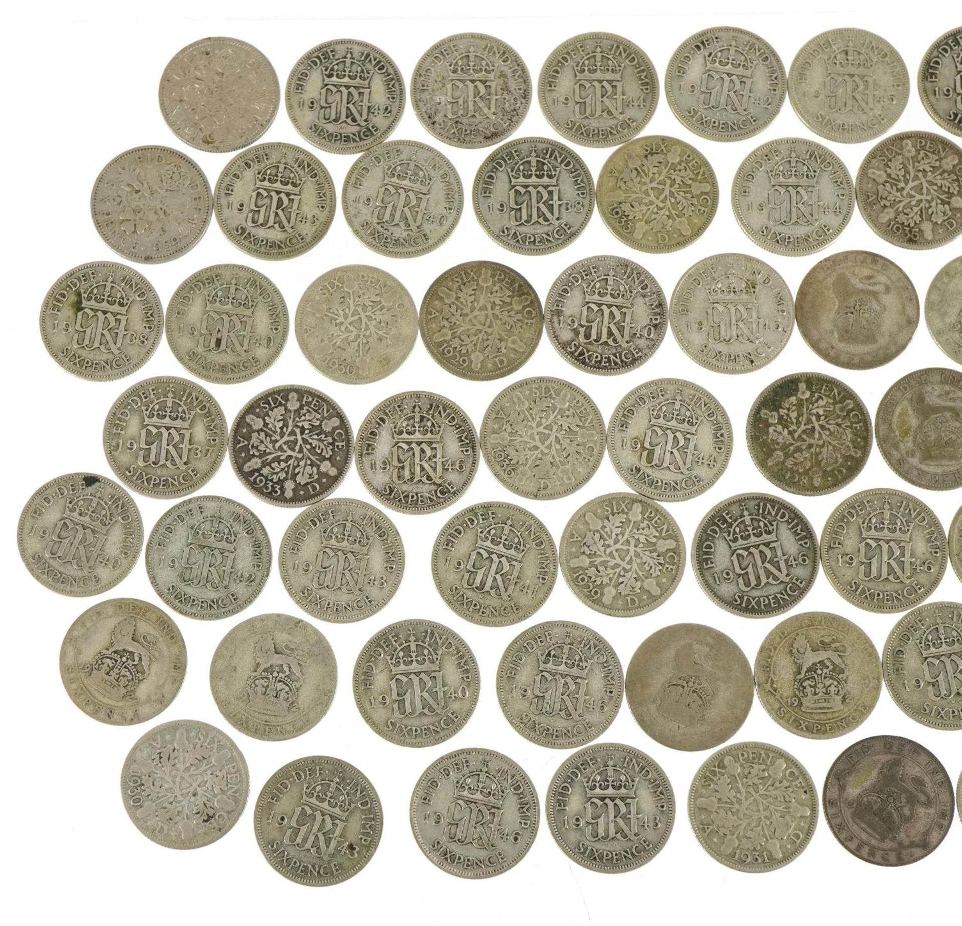 British pre decimal, pre 1947 sixpences, 187.5g For further information on this lot please contact - Image 5 of 6