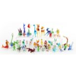 Collection of Murano style colourful glass animals including serpent, fish and shark, the largest