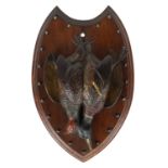 Hunting interest oak and cold painted trophy wall plaque, 40cm high For further information on