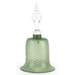 Victorian glass table bell with green writhen bowl, 21cm high For further information on this lot