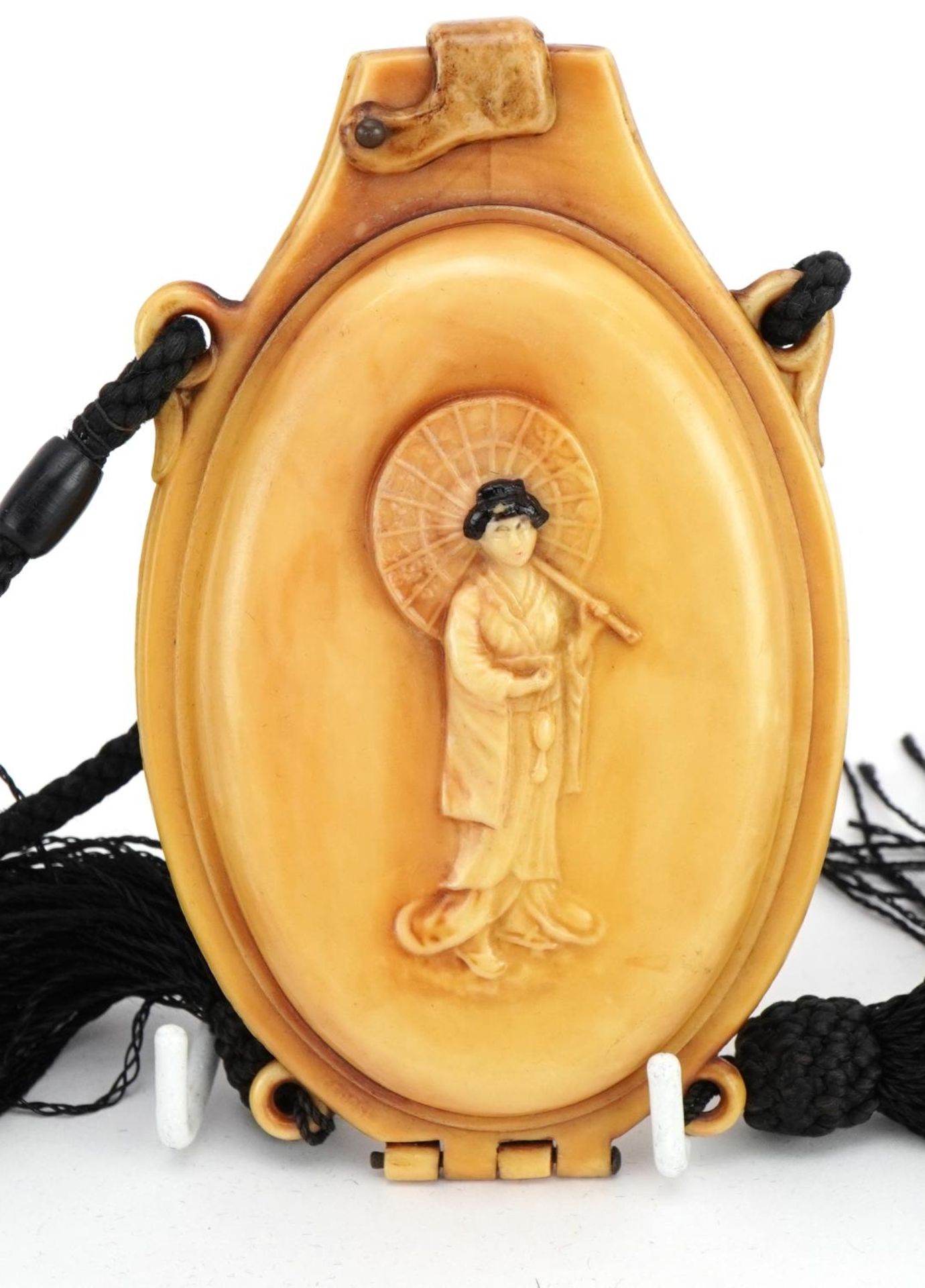 Antique and later vanity items including a French celluloid vanity case decorated with a Geisha, - Image 7 of 7